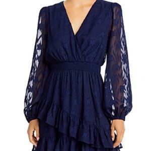Aqua Navy Blue Lace Dress